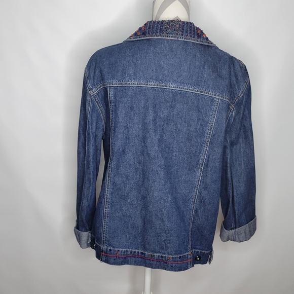 Westbound Denim Jacket with Beading Some Beads coming off Cotton Size Large - Picture 6 of 16